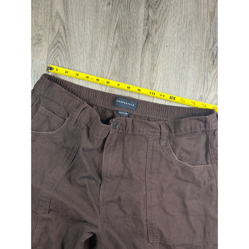 Y2K Aeropostale Womens XL Utility Cargo Pants Brown Wide Leg Cotton - Picture 12 of 13